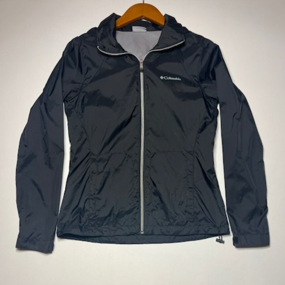 Women's Black Switchback Sportswear Shield Hoodie Windbreaker Jacket Sz S